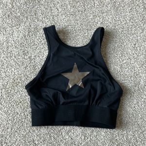 Noli Black Sports Bra with Metallic Star
